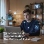 Ecommerce AI personalization concept, showcasing the future of retail with innovative technology and customer engagement.