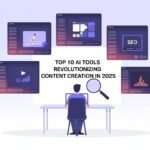 A graphic showcasing the top 10 AI tools that transformed content creation in 2025, featuring logos and brief descriptions.