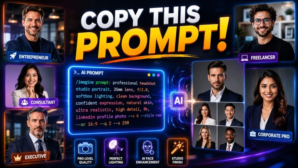 AI prompts for professional headshots you can copy and paste